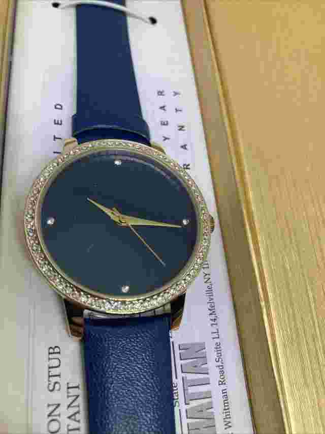 New Boxed Manhattan By Croton Blue Jeweled Ladies Watch