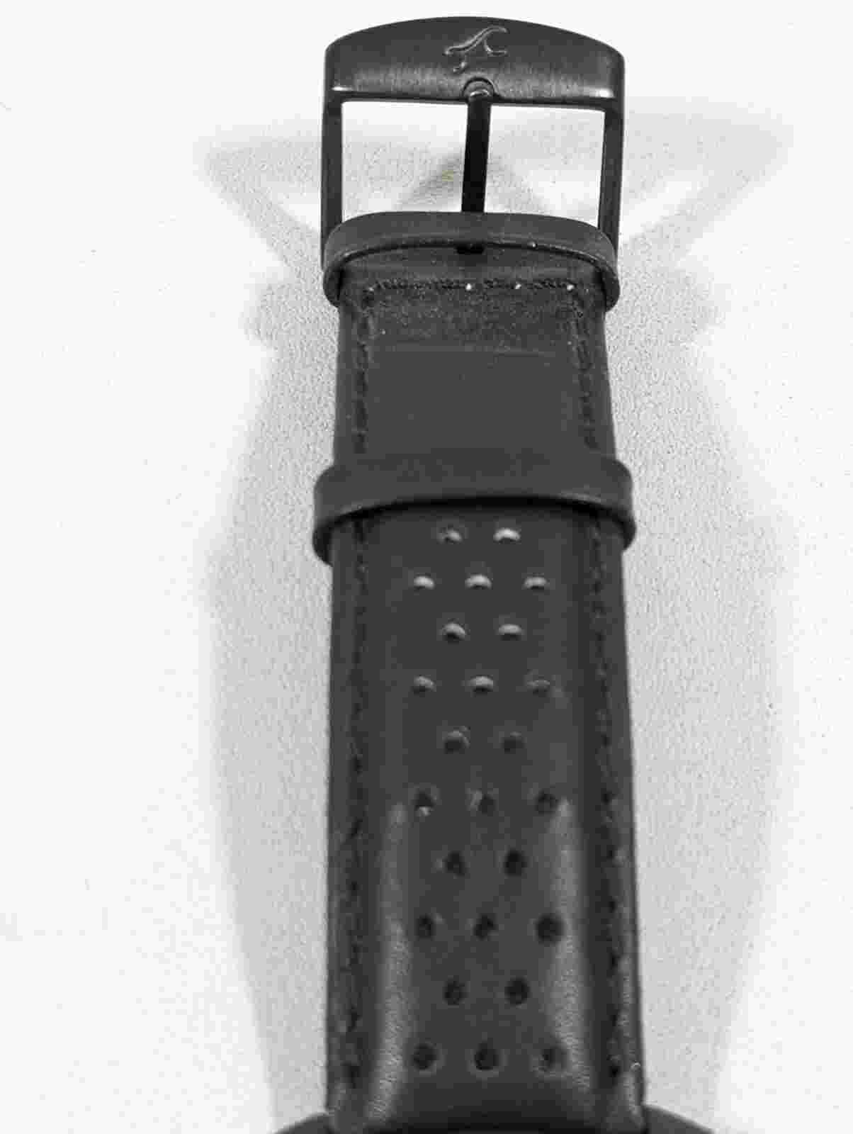 Fastrack Black Dial Round Case Black Leather Band Watch Mens