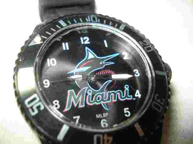 NEW RARE LARGE MIAMI MARLINS MEN'S BASEBALL MLB WATCH CHRONO NUMBERS POLY BAND 2