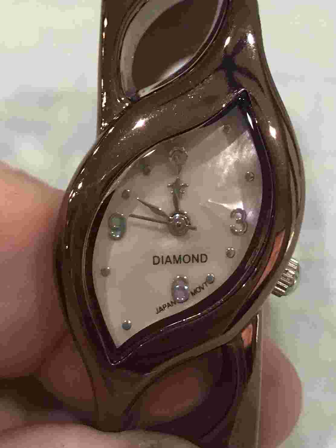 Cato Diamond Womens Watch & Bracelet Bronze Tone Bangle Second Hand