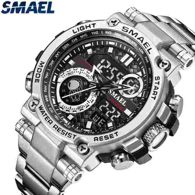 SMAEL Men Digital Watch LED Time Steel Case Male Wristwatch Military Male Watch
