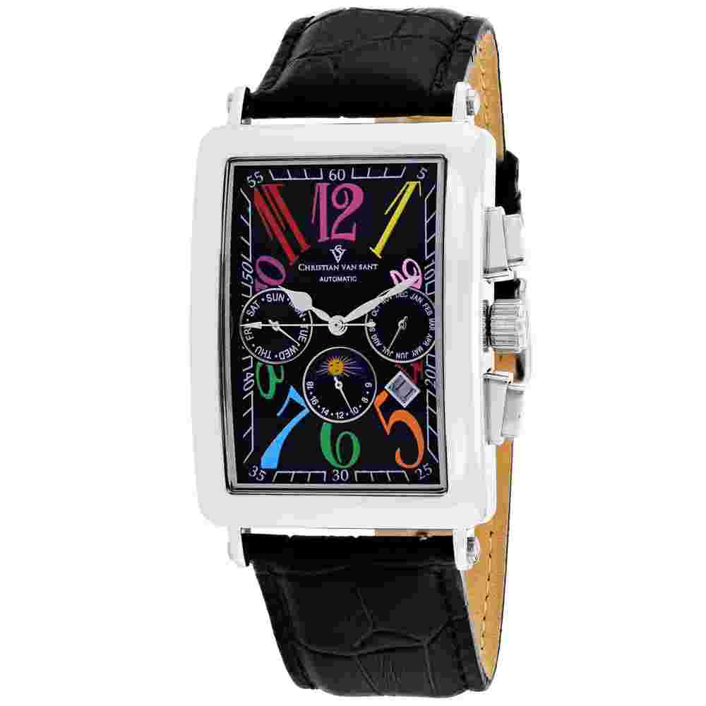 Christian Van Sant CV9132 Prodigy 52mm Men's Black Leather Watch