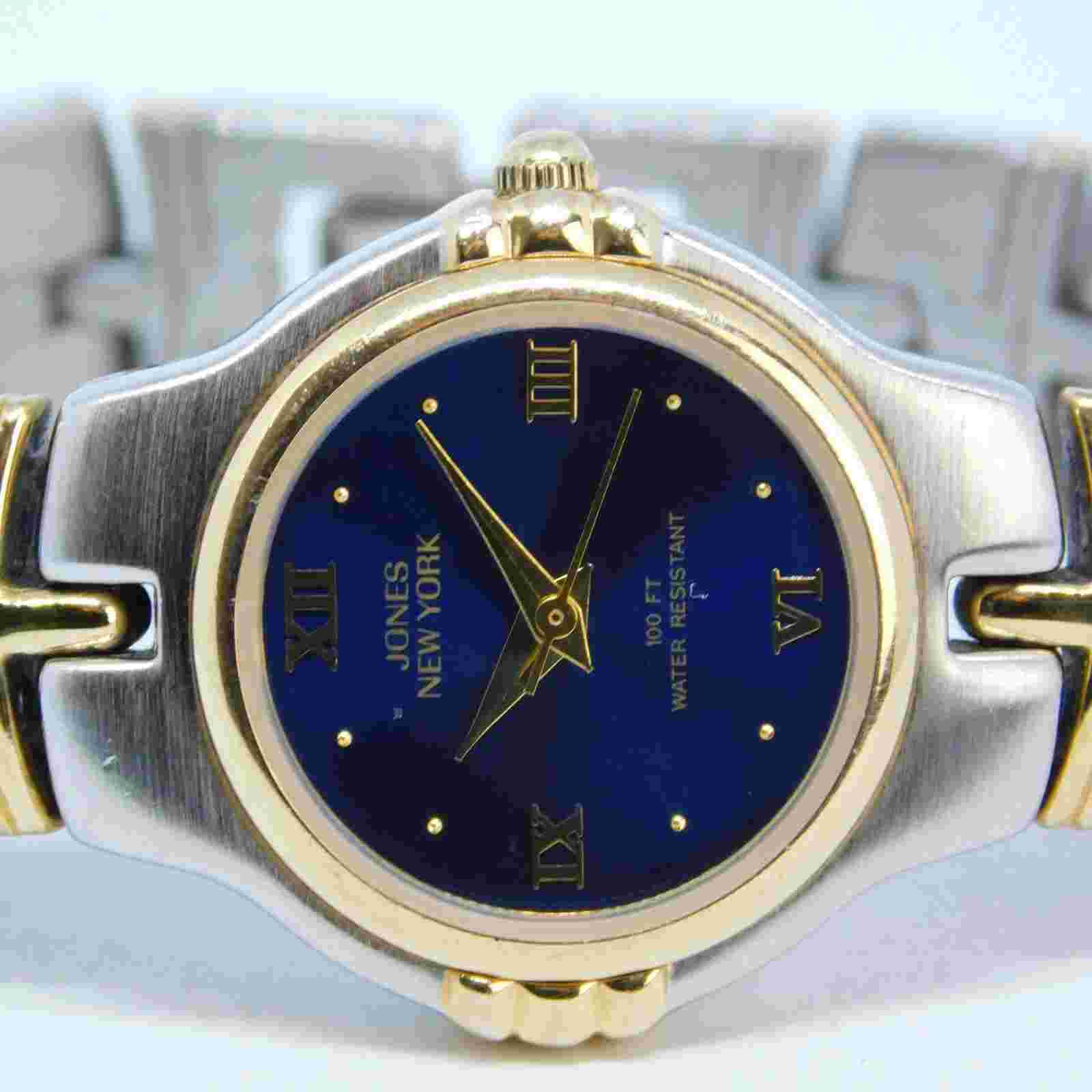 JONES NEW YORK 70155 Two Tone Quartz Analog Women's Watch Sz. 6 1/4" New Battery