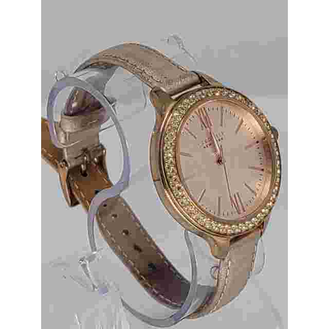 Caravelle 44L132 Women's Crystal New York Rose Gold Dial Leather Strap Watch