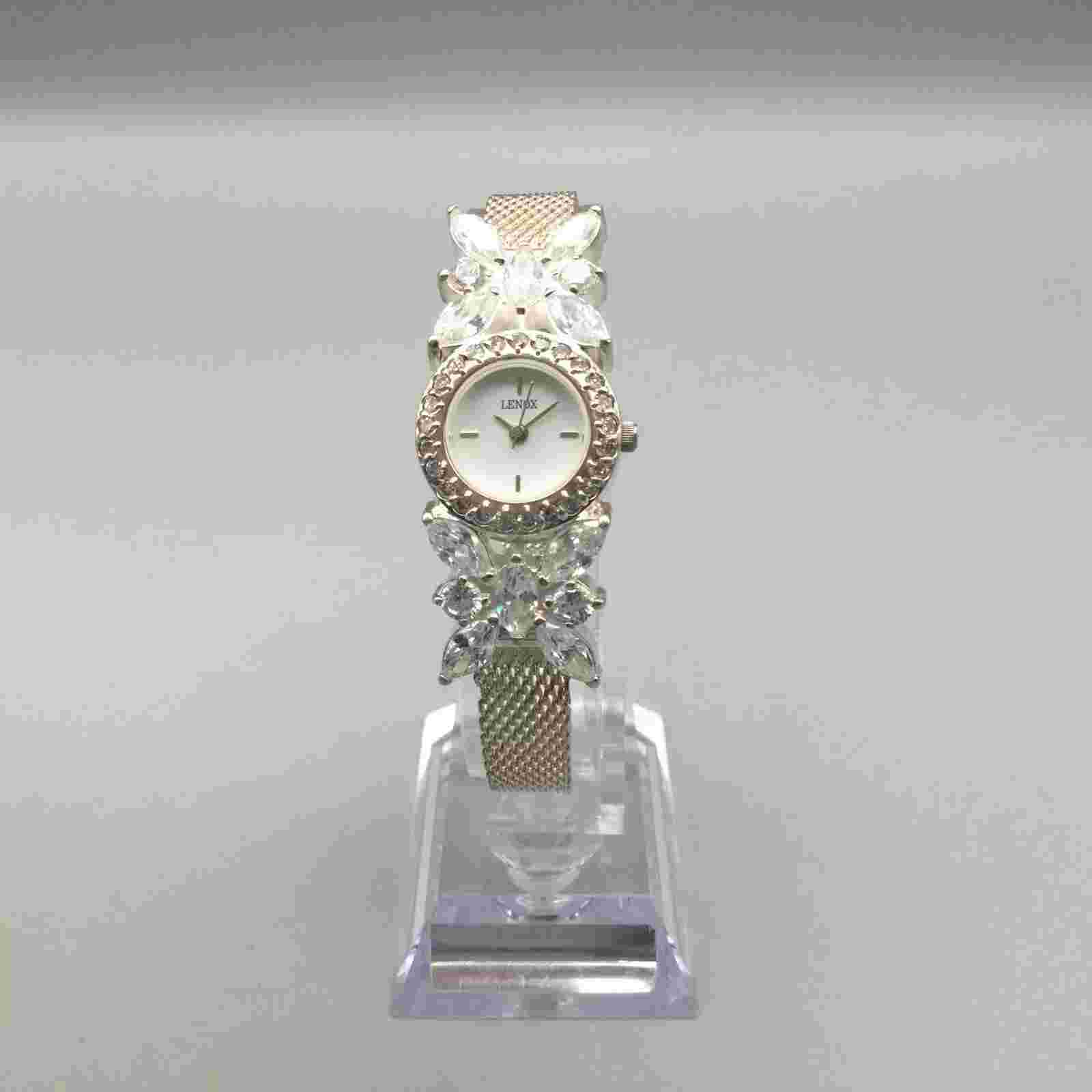 Lenox Crystal Butterfly Watch Women 20mm Sterling Silver Case New Battery 8.5"