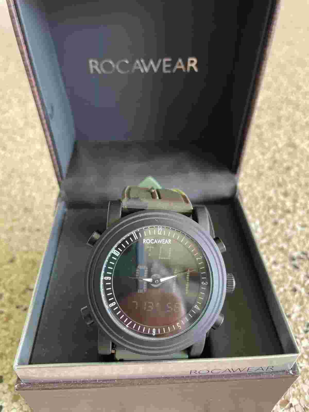 NEW Rocawear Big Men's Sports Watch, Black with Cameo Band