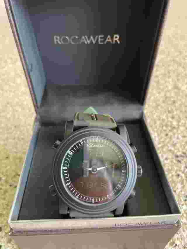 NEW Rocawear Big Men's Sports Watch, Black with Cameo Band