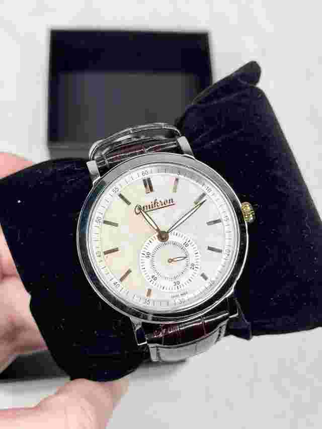 Omikron Harris Luxury Vintage Mens Croc Watch All Stainless Steel Pearl Dial New