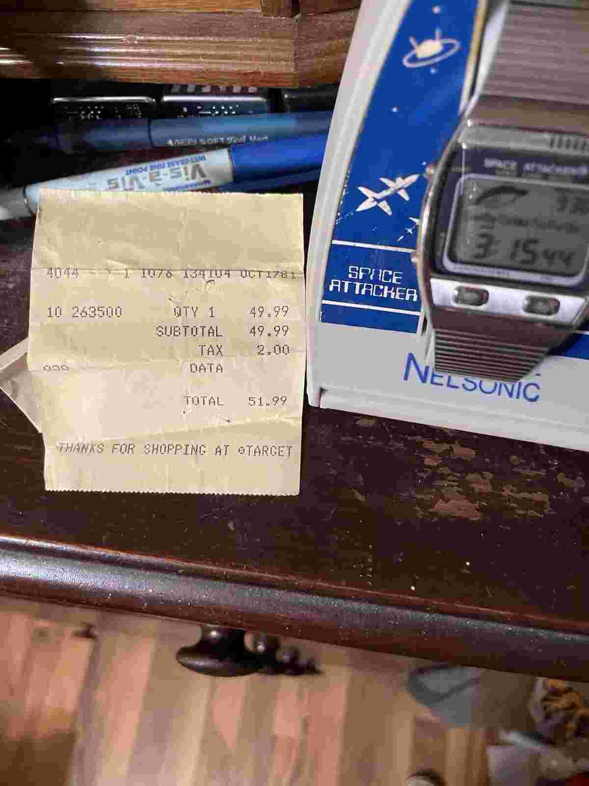 Nelsonic gaming watch (1981) with receipt