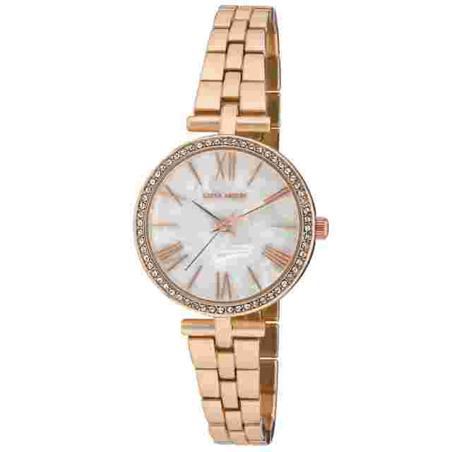 Laura Ashley Women's 32mm MOP Dial Crystal Bezel T-Bar Bracelet Watch (LAA2059)