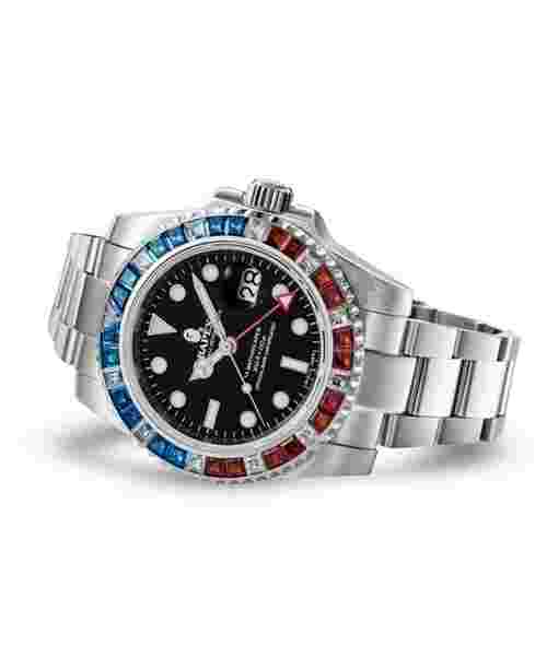 A BATHING APE TYPE 2 BAPEX CRYSTAL STONE Blue Red Wristwatch JAPAN NEW