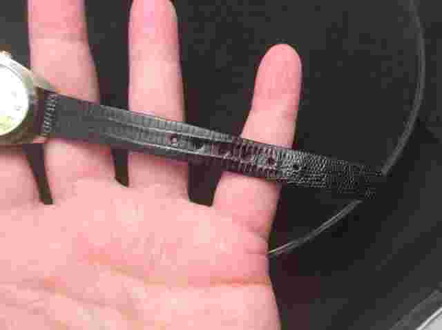 MZ Berger Ladies Quartz Watch Gold Face & Black Lizard Band New Battery