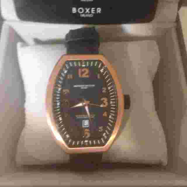 New Montres De Luxe Estremo Black Tonneau Leather rose gold Watch