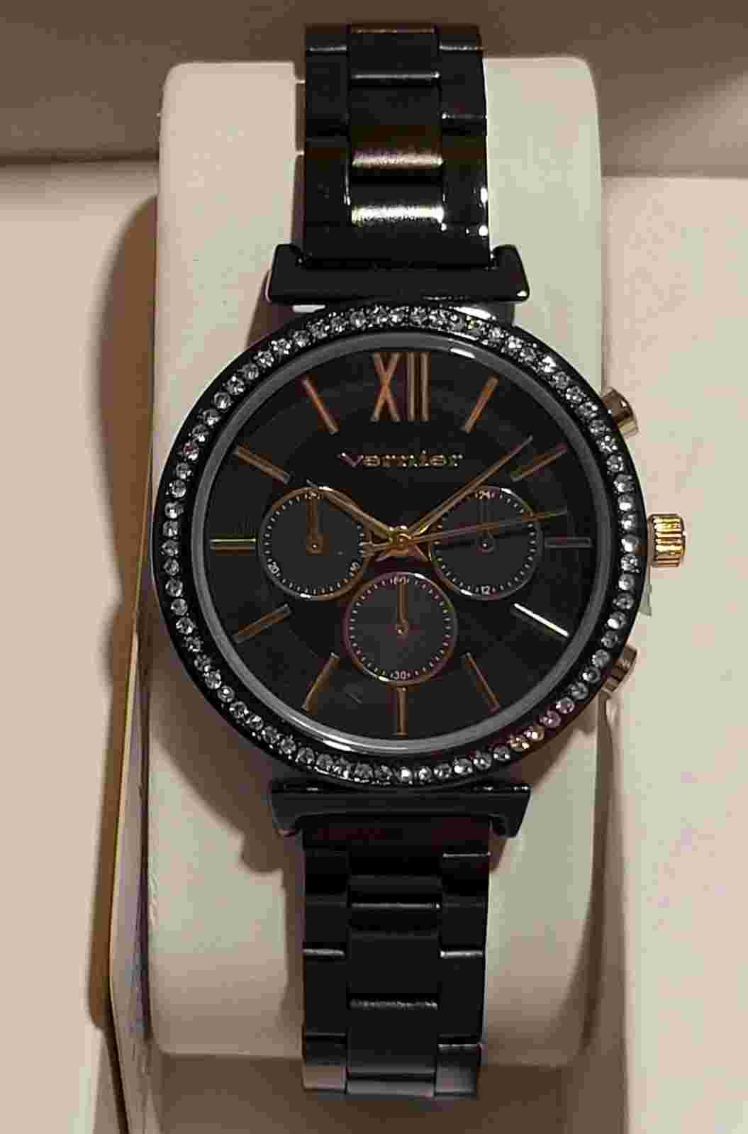 Vernier Women's 3 Link Crystal Bezel Watch