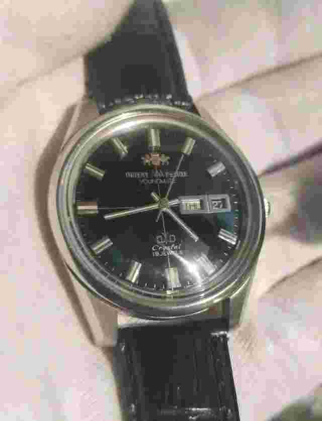 ORIENT YOUNGMATE F349-12081 AAA Deluxe Day/Date Automatic Black Dial Watch