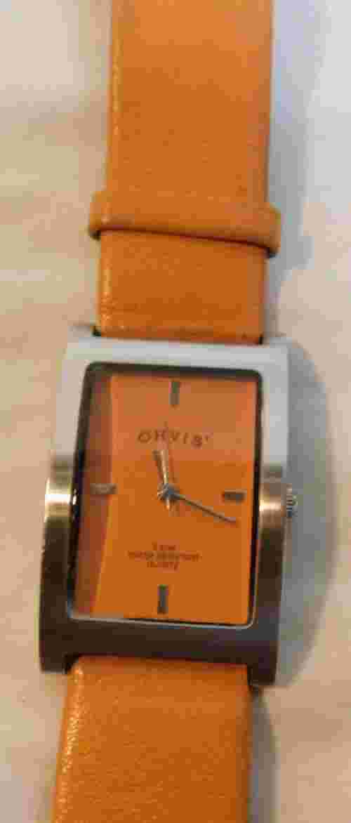 ORVIS LEATHER BAND WRIST WATCH~ NEEDS BATTERY
