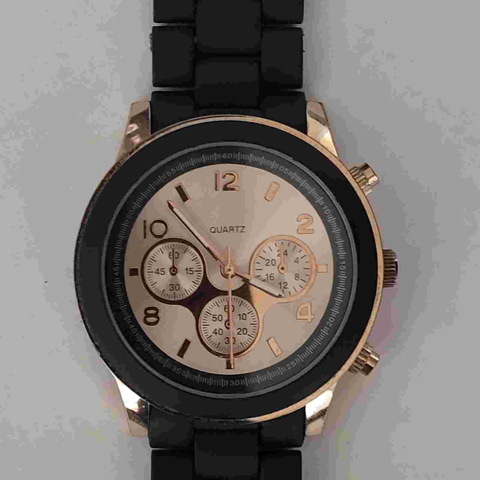 Aeropostale Rose Gold Tone Black Analog Quartz Watch New Battery