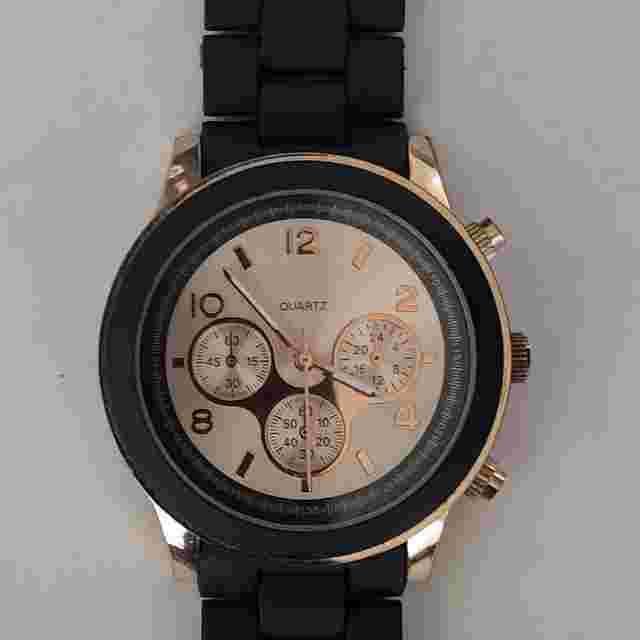 Aeropostale Rose Gold Tone Black Analog Quartz Watch New Battery