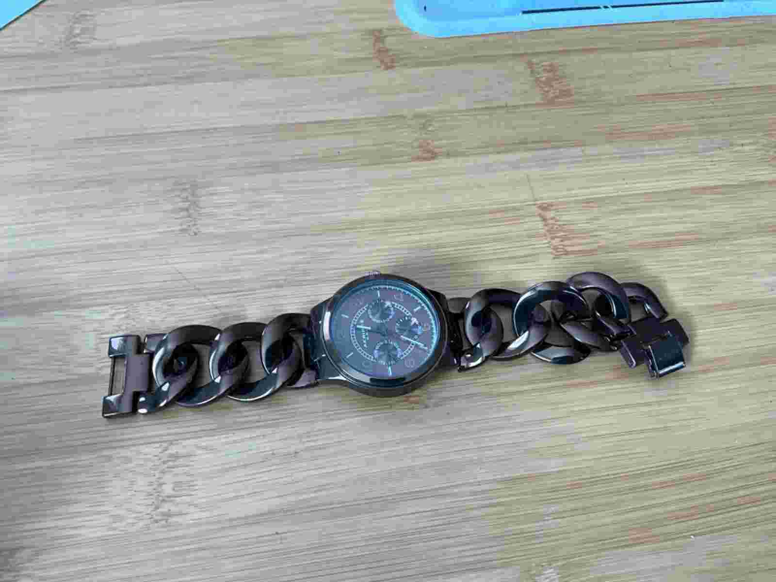Akribos Womens  AK531BR BROWN Twist Chain Chrono Bracelet Watch