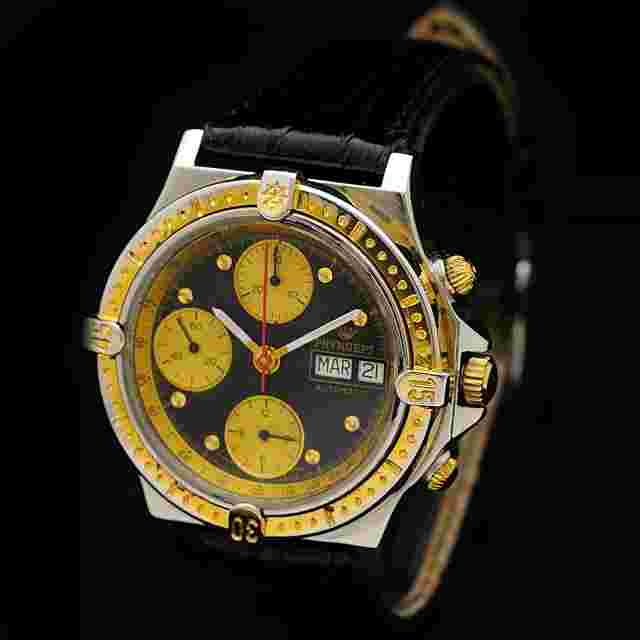 Pryngeps Chronograph Daydate 39 mm Steel Gold Automatic Valjoux 7750 Serviced