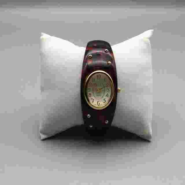 Vtg Kenneth Jay Lane KJL Watch Women Gold Tone Faux Tortoise New Battery 6.75"