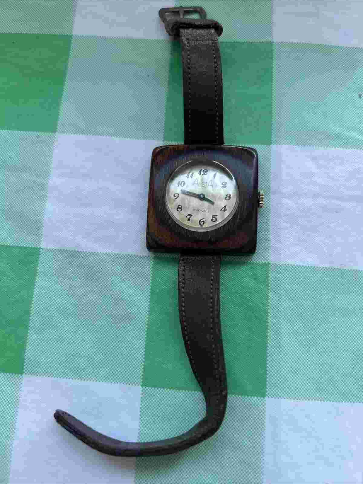 Vintage Alsta 17J Wooden Watch Does Not Work For Repair Only