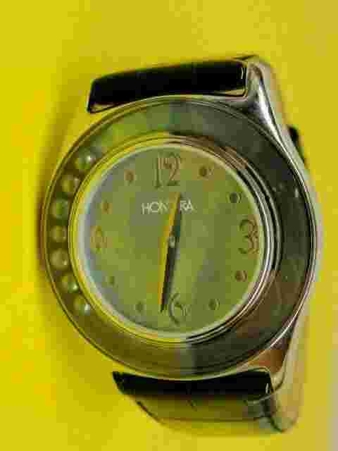 Honora Mother of Pearl Floating Black Pearls Watch Analog Quartz Stainless Steel