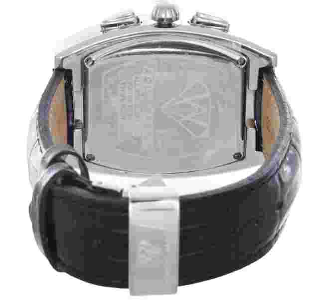 Aqua Master Men's Black Dial Steel Case Black Leather Strap Diamond Watch W#35