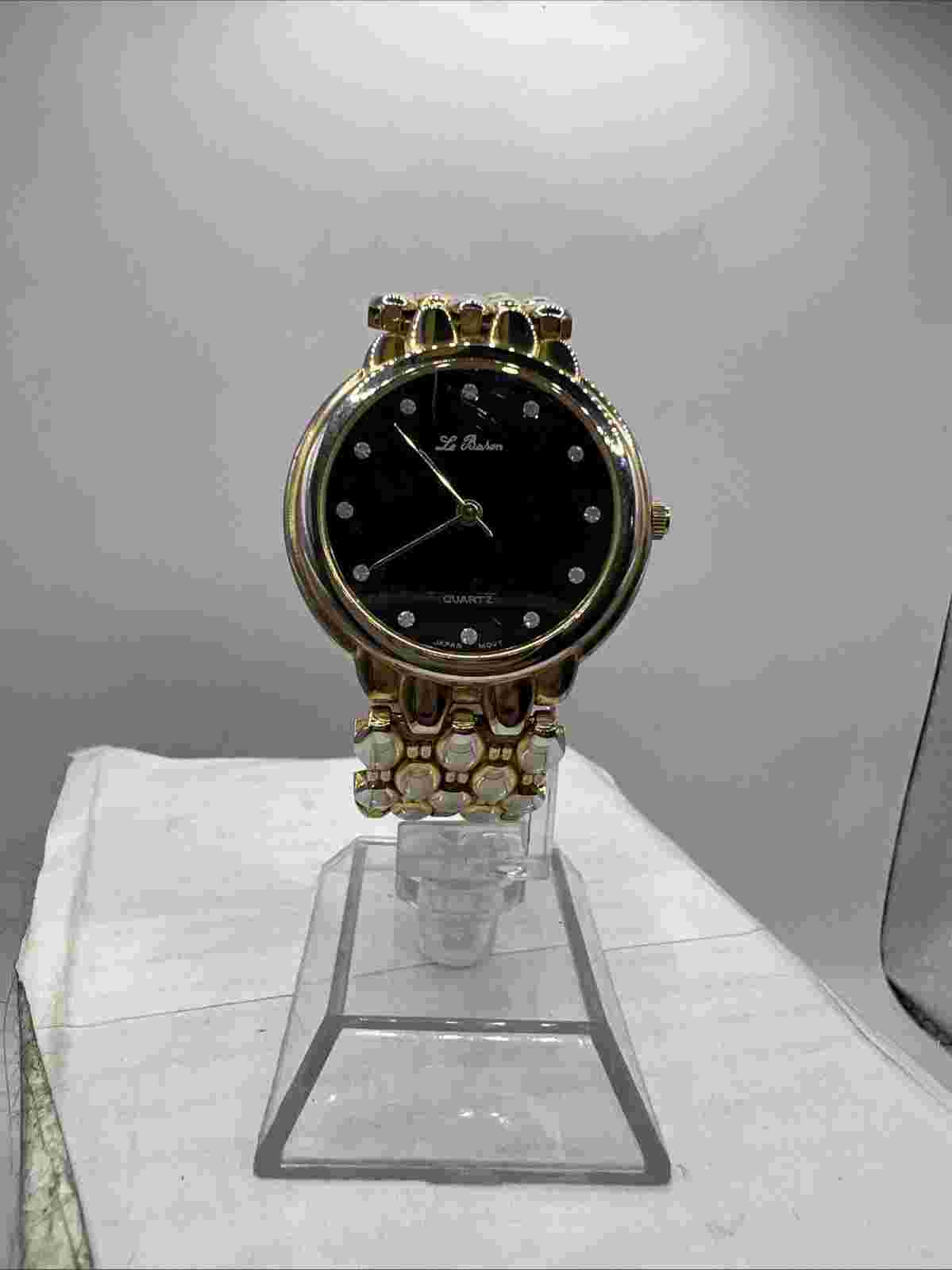 Vintage Le Baron Womens Gold toned watch With Tiny Diamonds