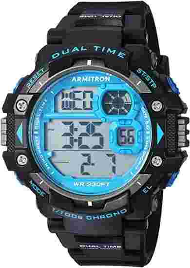 Armitron Sport Men's 40/8309BLU Blue Accented Digital Chronograph Black Resin