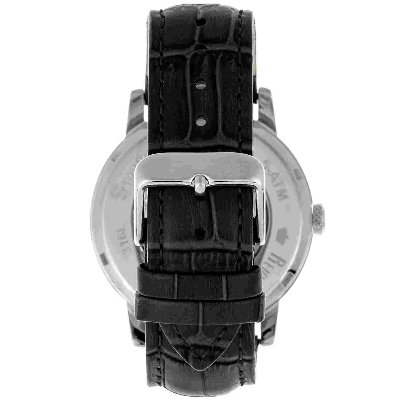 Reign Belfour Automatic Skeleton Leather-Band Watch - Silver/Black