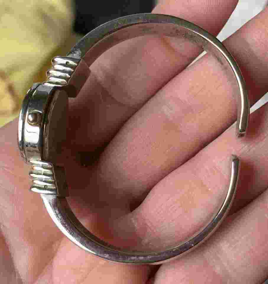 Pierre Jacquard Vintage Cuff Bracelet Watch In Silver W/Gold-needs Battery
