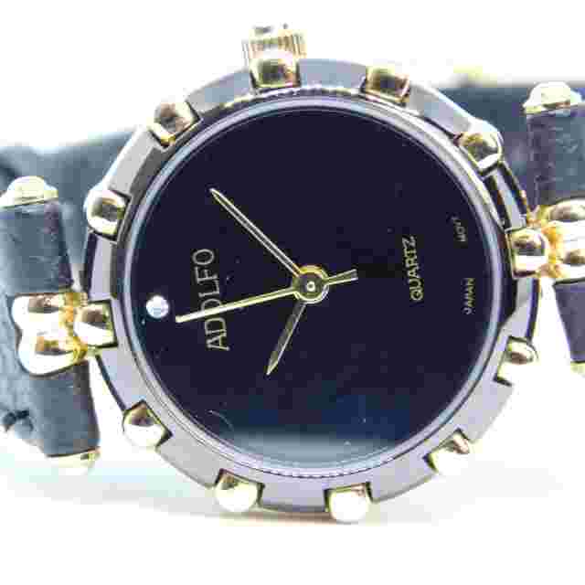 ADOLFO Genuine Leather Quartz Analog Women's Watch New Battery