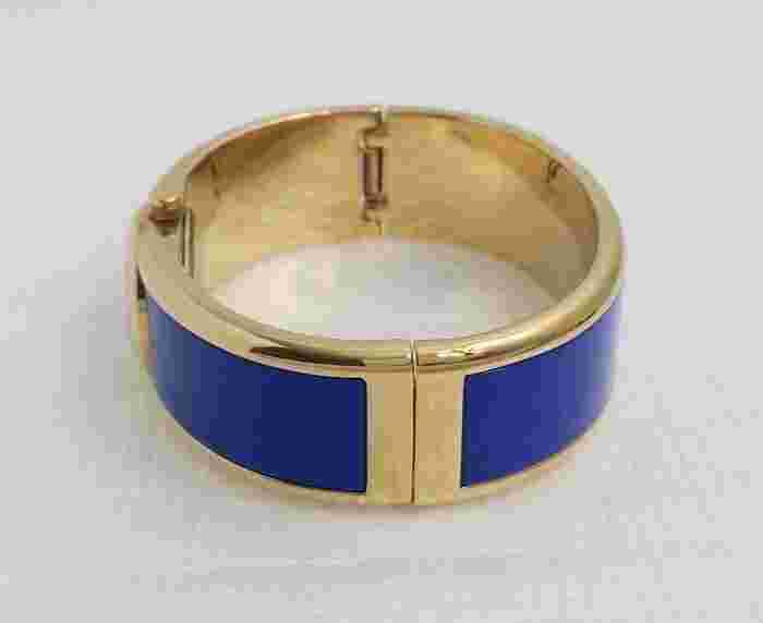 CARAVELLE By Bulova Gold Tone Blue Enamel Watch Bracelet