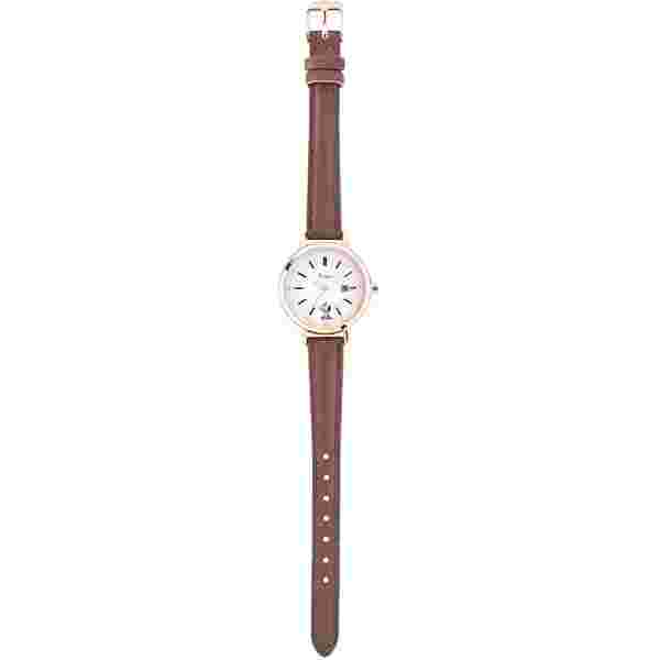 PEANUTS Snoopy Solar Calendar Watch Wristwatch Leather Belt Brown/ Beige Japan