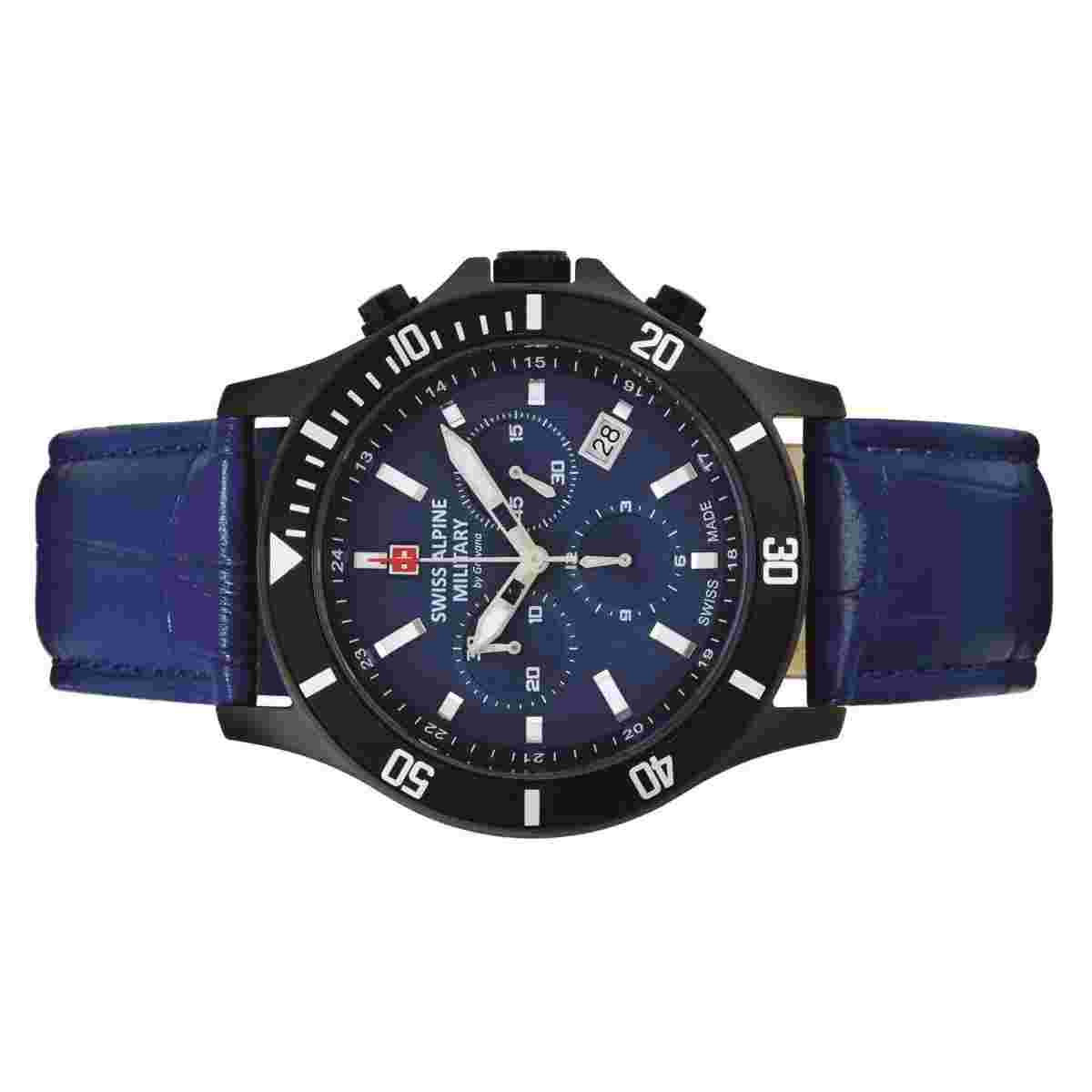 Swiss Alpine Military Men's Watch Chronograph Analog Quartz 7022.9575SAM Leather