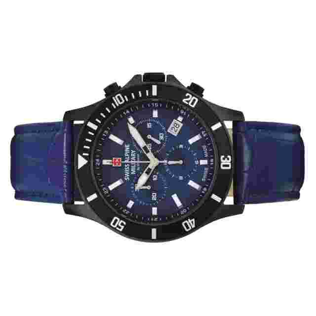 Swiss Alpine Military Men's Watch Chronograph Analog Quartz 7022.9575SAM Leather