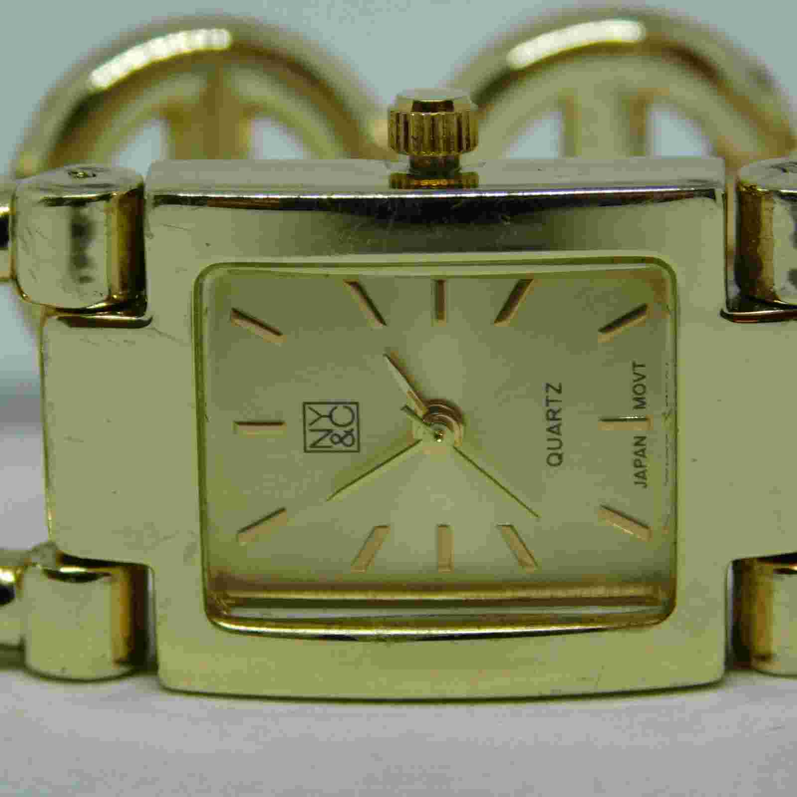 NY&C NY2928 Gold Tone Quartz Analog Ladies Watch Sz. 6 3/4"