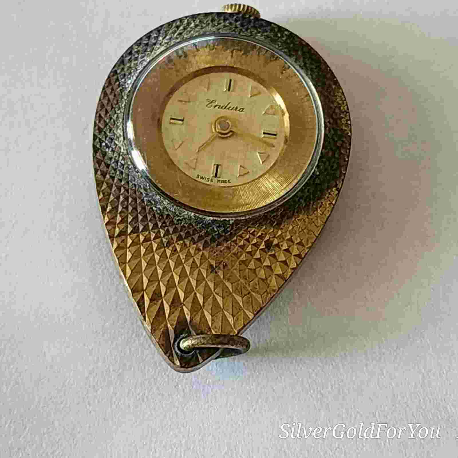 Vintage RARE Swiss Made Endura Wind Up Necklace Pendant Watch For Parts