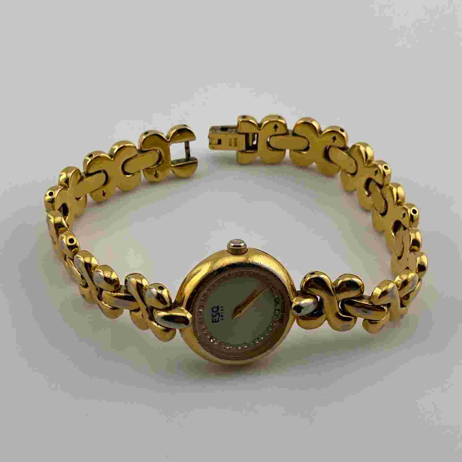 ESQ Esquire Watch Womens Swiss 24mm Case Pearl Look Dial Quartz Two Hands