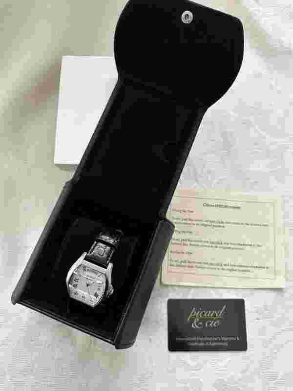 Picard & Cie Men's Wrist Watch, pearl white background, Roman numerals