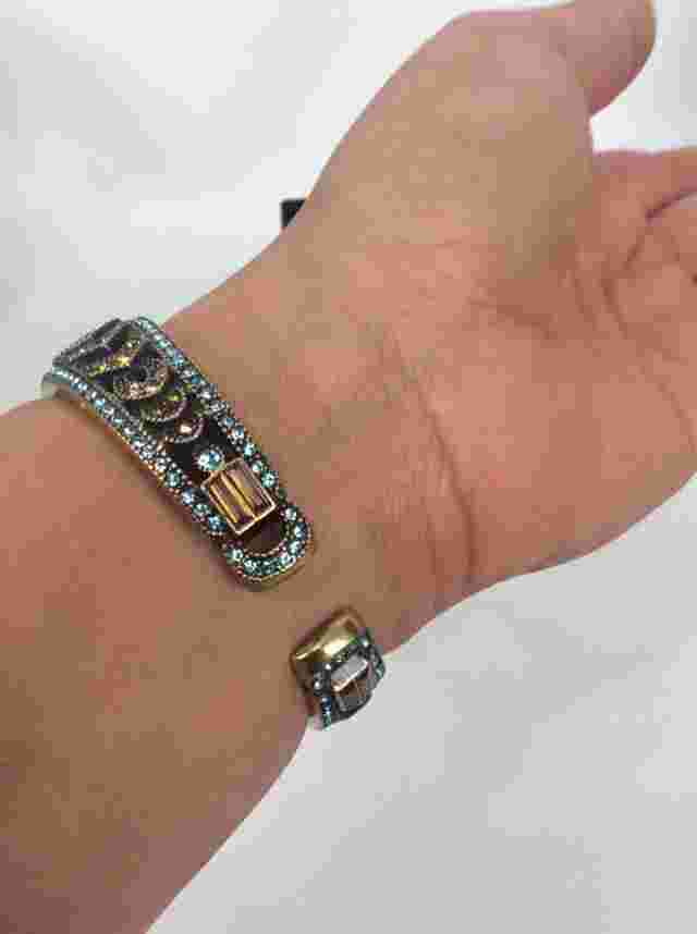 Statement Heidi Daus multi colors crystal  crystal watch Cuff Bracelet