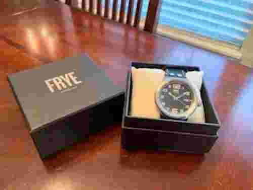 Frye BNWT Men’s Watch, Black Leather, Stainless Steel