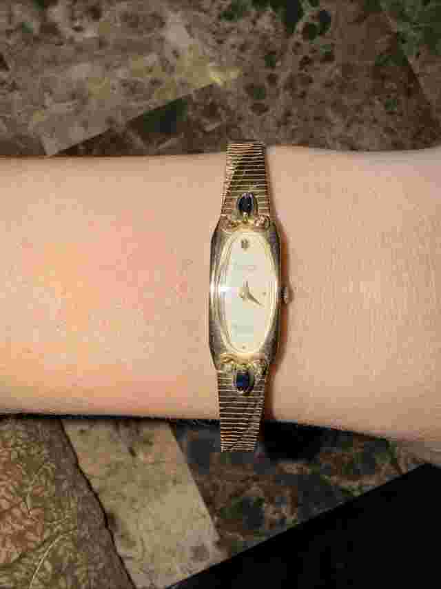 Vintage, Deauville Armitron Quartz Diamonds & Ruby Bezel Watch! NEEDS BATTERY