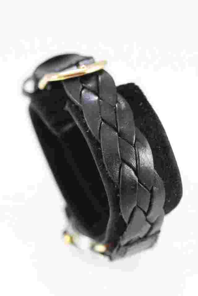 Watch it Women Watch Gold Silver Stainless Steel WR Black Leather 24hr Quartz