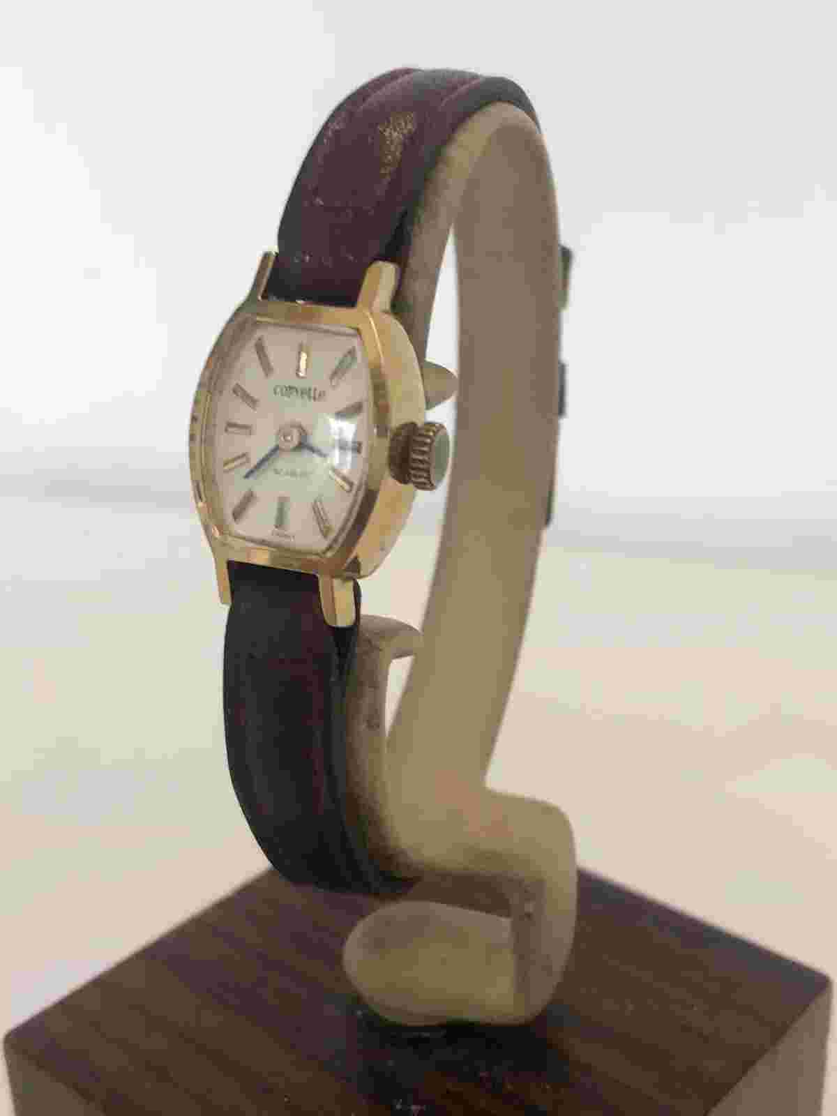 Corvette Ladies Vintage Mechanical Watch With New Burgundy Leather Strap