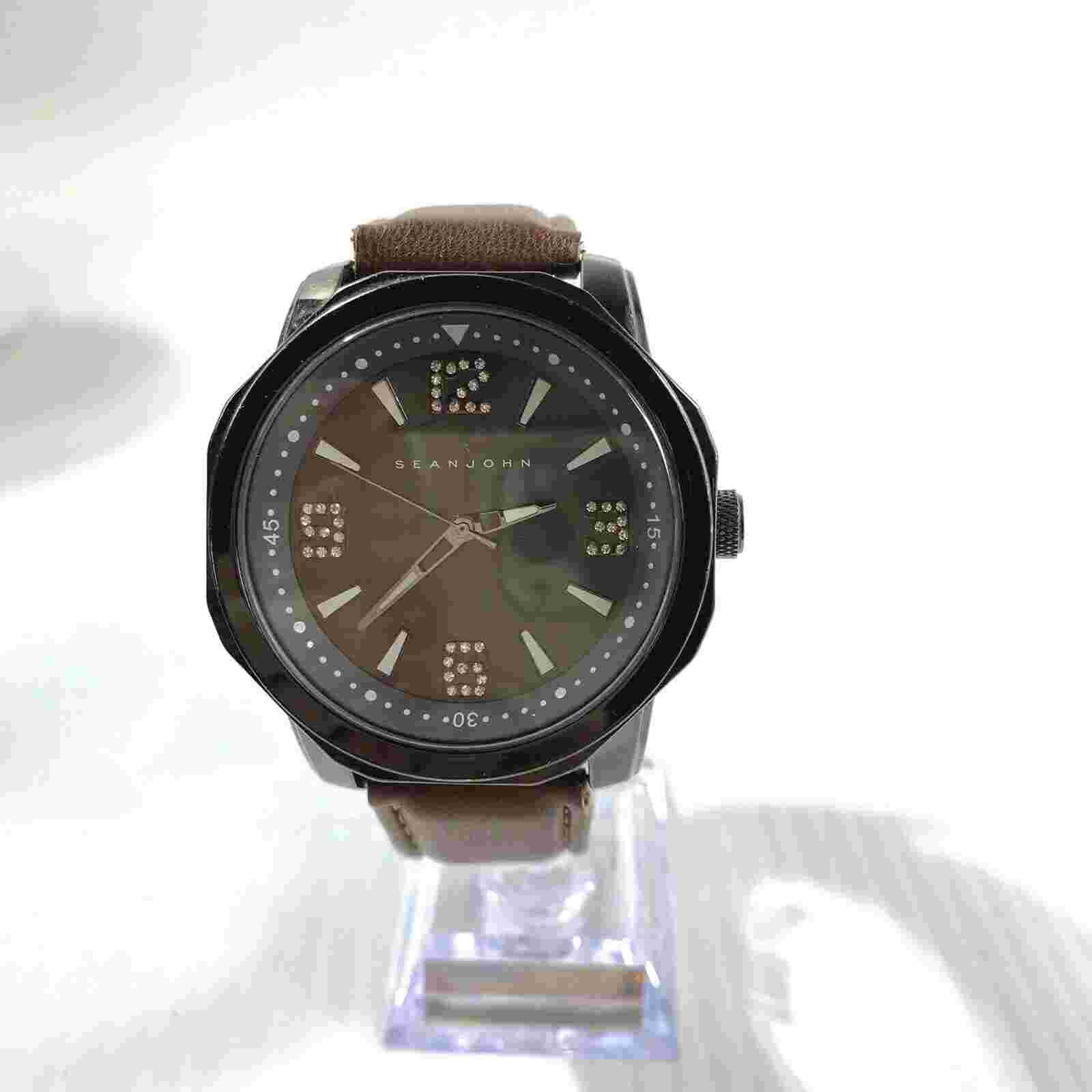 Sean John watch Black Dial with Brown Leather Band SJ51029007