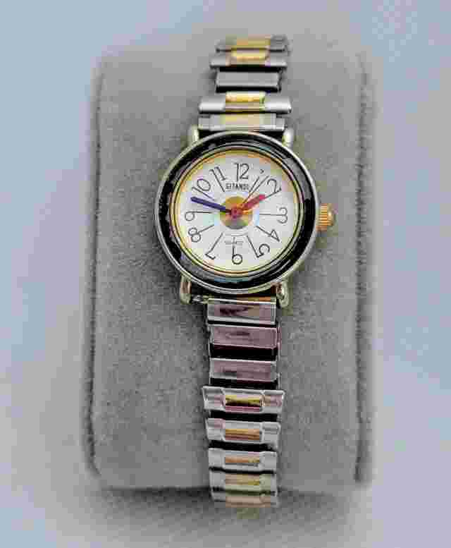 Vintage Gitano Women's Watch Silver & Gold Tone Colorful Hands -  New Battery