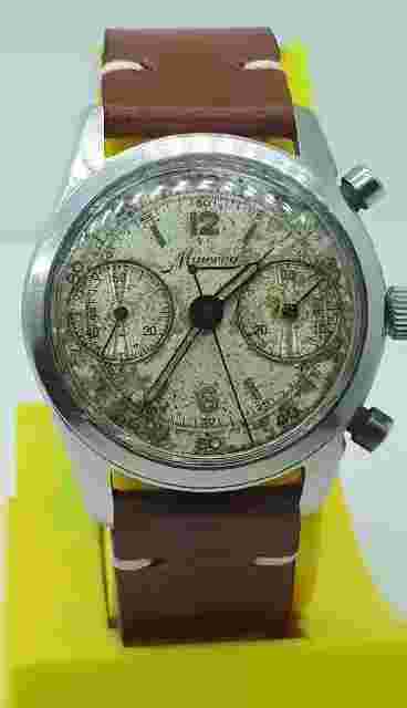 VINTAGE MINERVA CHRONOGRAPH CAL 13-20 CH WATCH PILOT FACTORY DIAL EXTREMLY RARE