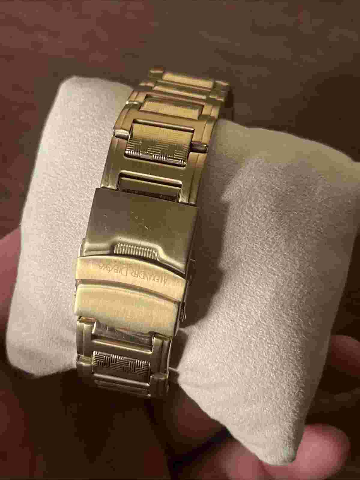 NEW Alexander Dubois 2503A Men's Mouton Chrono GMT Blue IP Metal Bracelet Watch